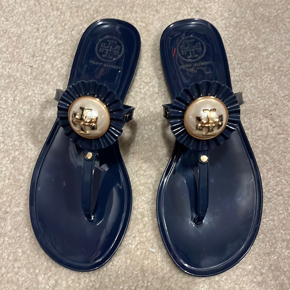 Tory Burch navy pearl sandals